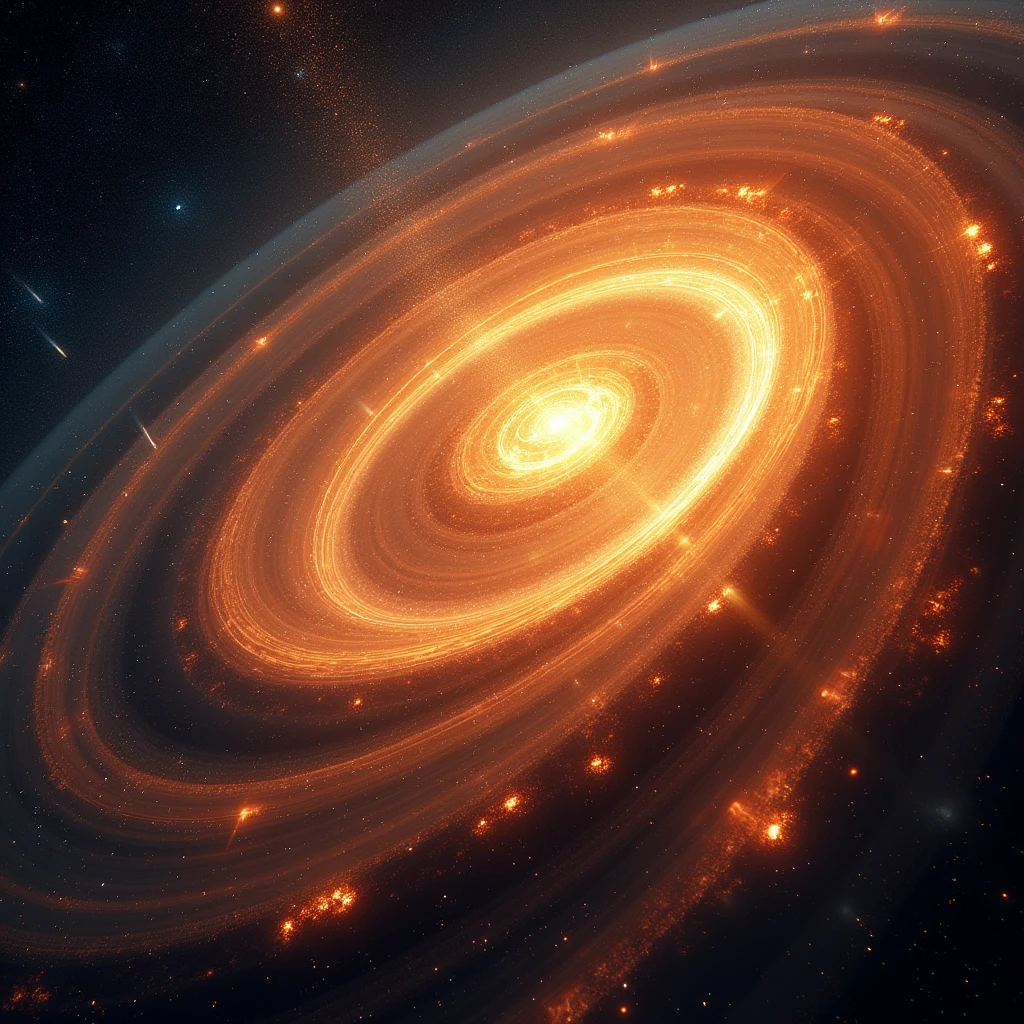 a spiral that starts with a big bang and this spiral must have suns, meteorites, stars and comets, Remember that it's a spiral