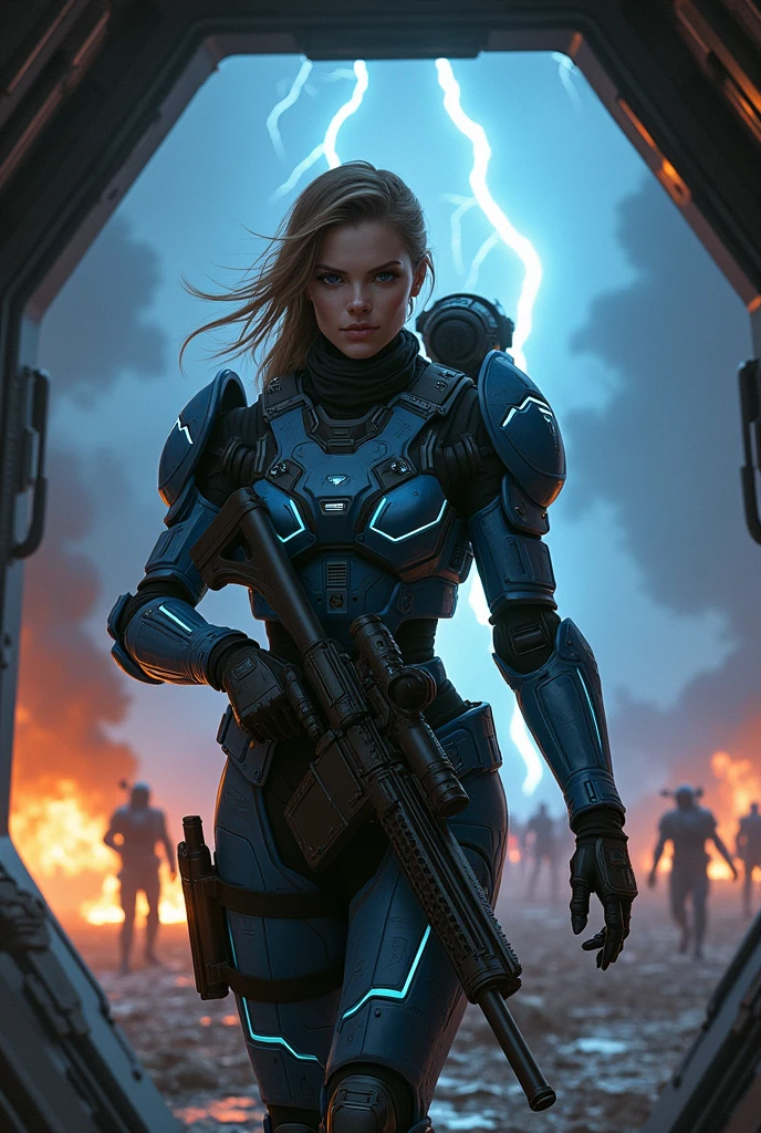 ((Best quality)), ((masterpiece)), (detailed: 1.4), ....3d, woman in thick neon and protective armor with generative helmet in cyberpunk style, voluminous hair, Light particles, Clean energy, chaos, anti-technology, HDR (High dynamic range), Ray tracing ,NVIDIA RTX, Super resolution, Unreal 5, Underground dispersion, Textured PBR, Post-processing, Anisotropic filtering, depth of field, maximum clarity and sharpness, Multilayer textures, Albedo and Mirror Maps, Surface Shading, Accurately simulate the interaction of light and material.,perfect proportions,octane number,two-color lighting,Wide opening,Low ISO,White balance,Rule of thirds,Battlefield in RAW 8K, Someone else&#39;s fight,,