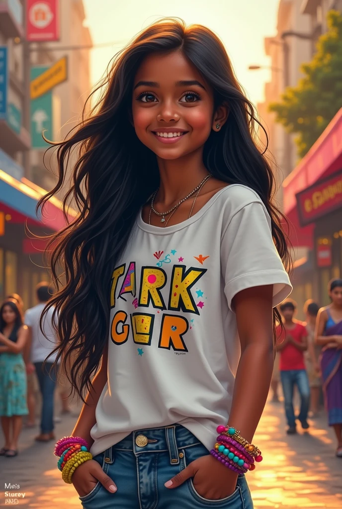 Make a indian girl and his wear t-shirt Name is Trijit and make it realistic 