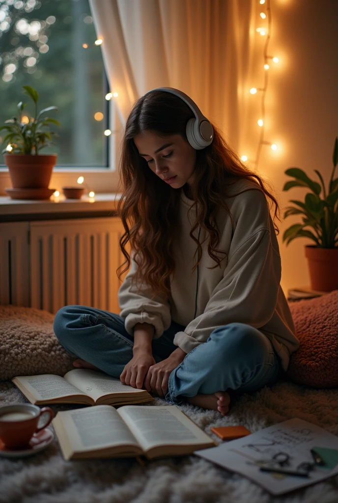 Lofi girl studying in room