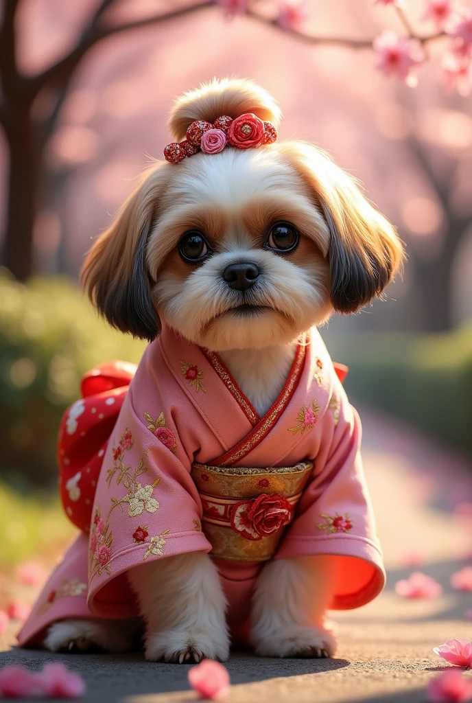 Shih Tzu dog dressed as a geisha