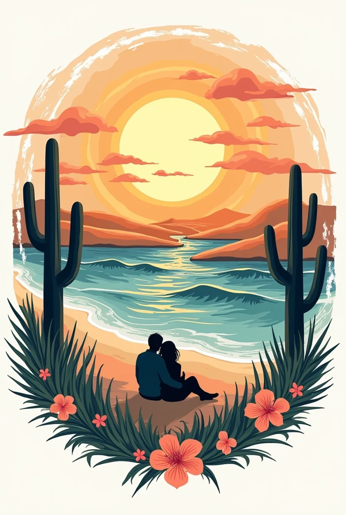 Create a logo for this song: in the high desert it's more beautiful if I spend it with you in the sea and the sun while I say nice things to you