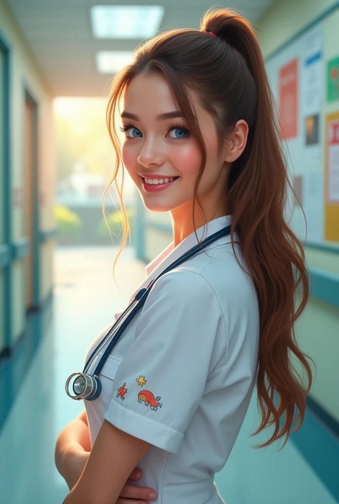 The beautiful nurse at the hospital turns to me and smiles, closing one eye and winking.