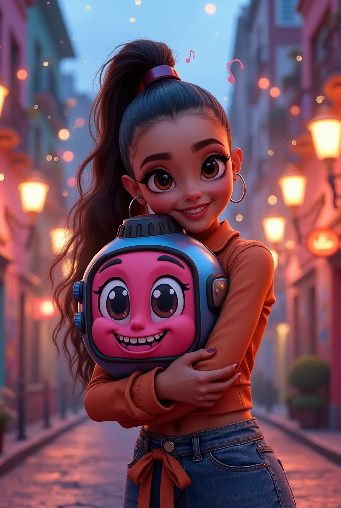 make a picture of ariana grande hugging yna bomb 