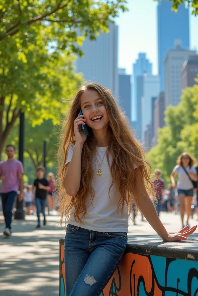 A girl talking in mobile in United States