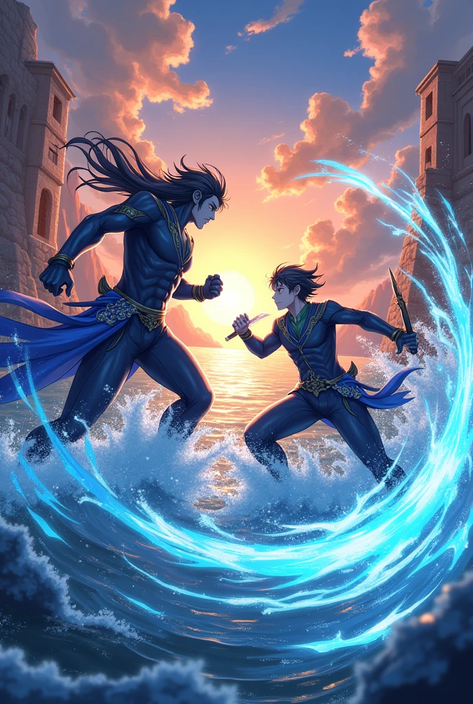 Neuvillette fighting childe genshin