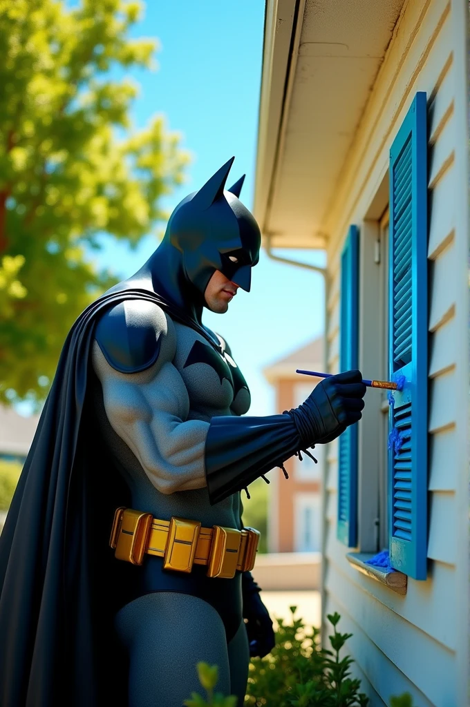 Batman painting her house