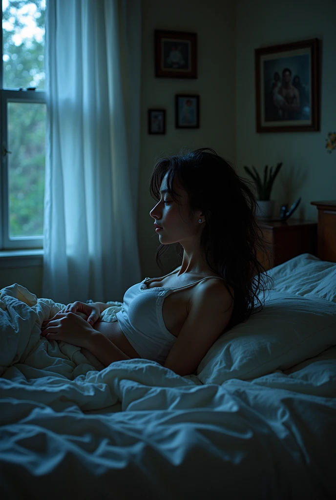 Valorant jett sitting on a bed naked