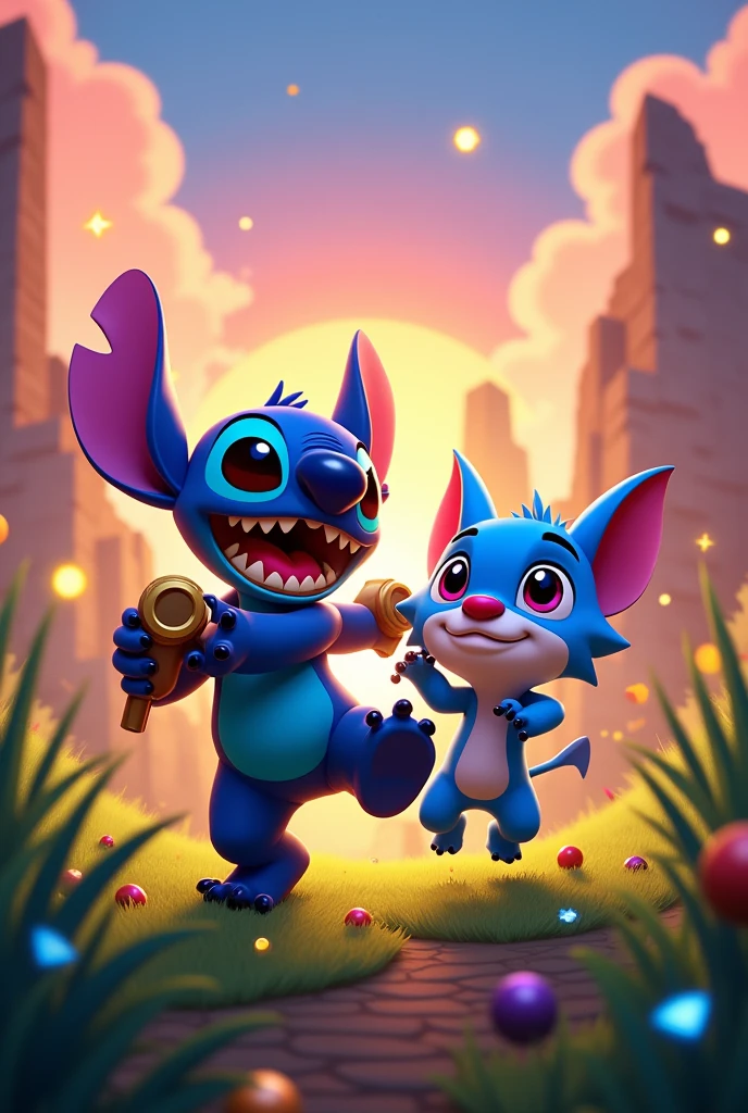 Stitch and Gumball playing Free Fire together