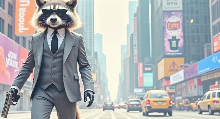animal、suit、Pistol、sunglasses