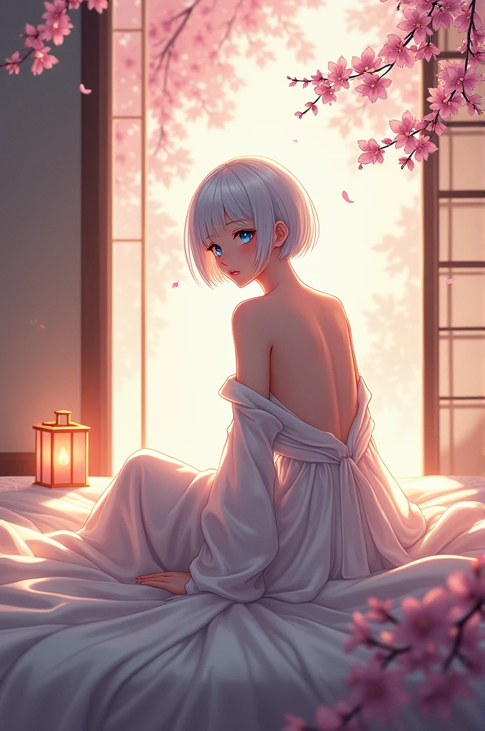 Valorant jett sitting naked on a bed