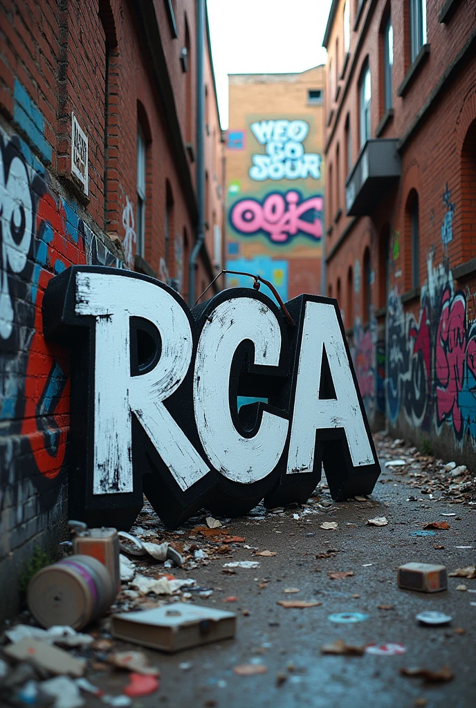 RCA letters in white and black graffiti 