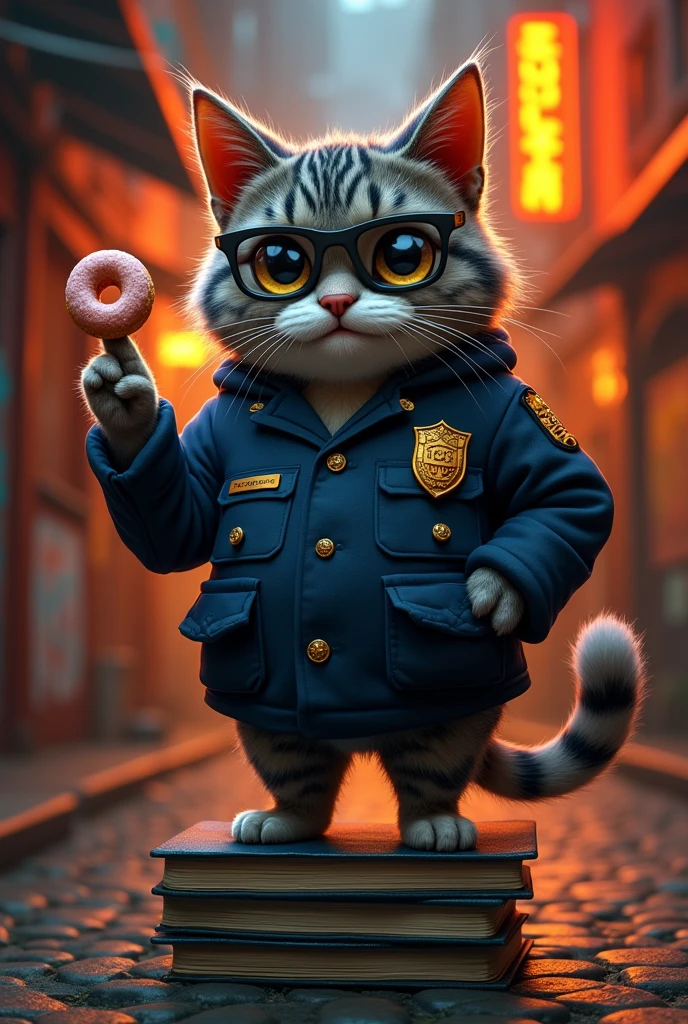 Smart cute and short gangster fatty cat as a head of all the police