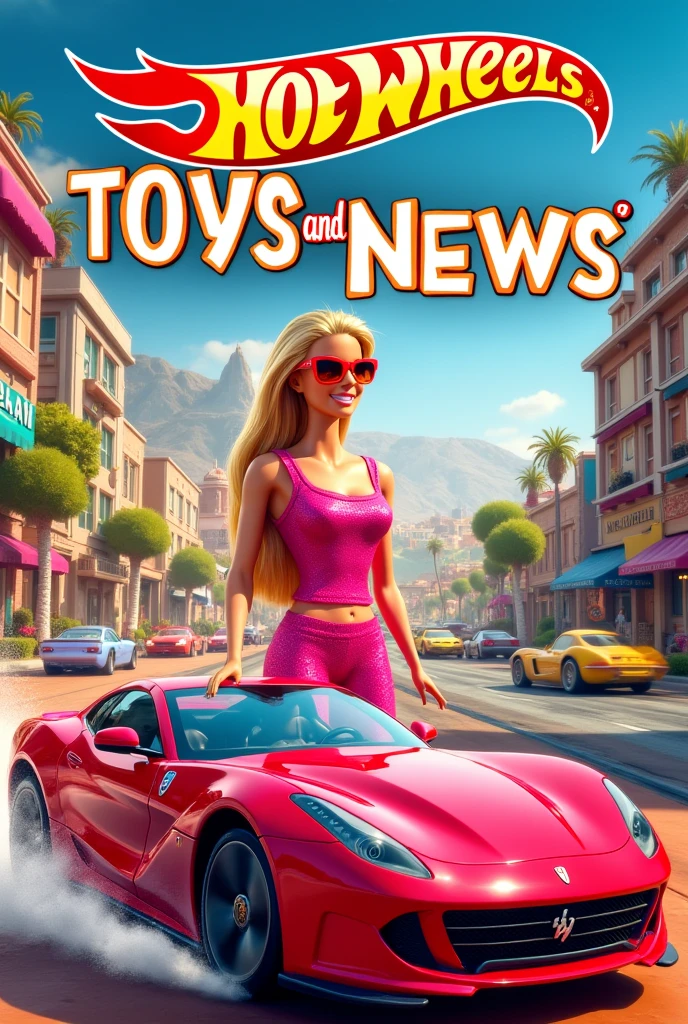 A poster with Barbie ,hot wheels and in the middle it says toys and news The Jeremy's