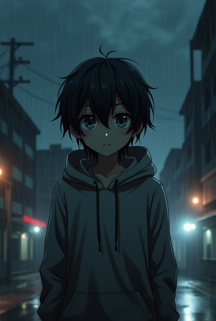 Draw an anime boy who represents depression. 
