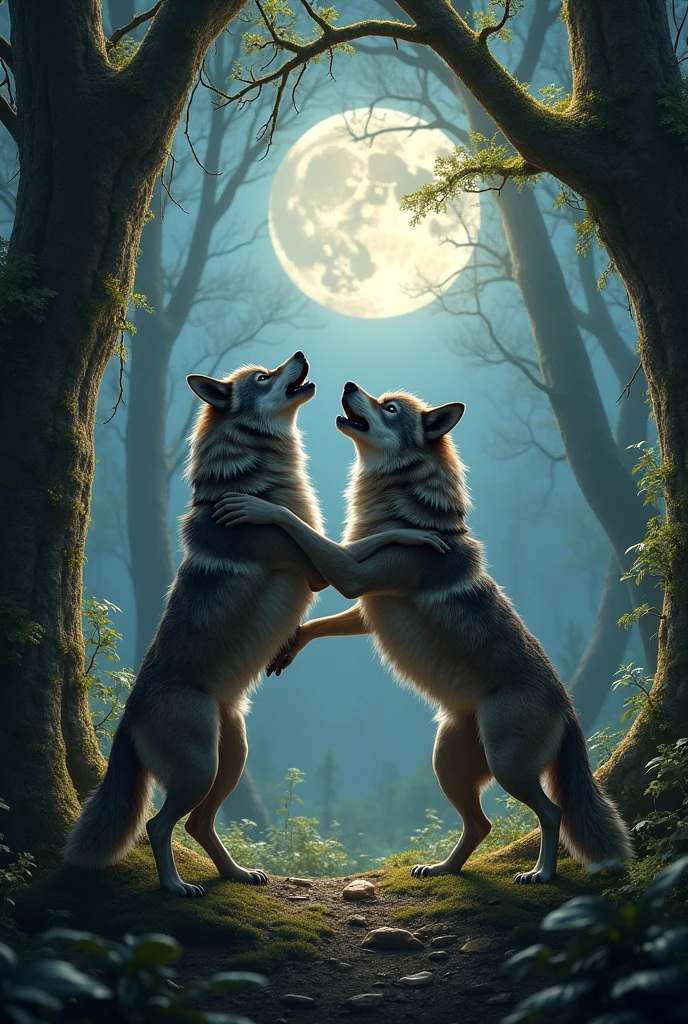 Feral wolves having sex