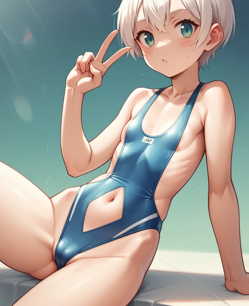 One girl,, Young, Swimsuit, V-shaped swimsuit, Swimsuit with very little fabric, Lots of skin exposure, Exposing navel, No underwear except for ultra-thin V-front micro plunge, ((Only ultra-thin V-front micro plunge)), ((Only black ultra-thin V-front micro plunge))