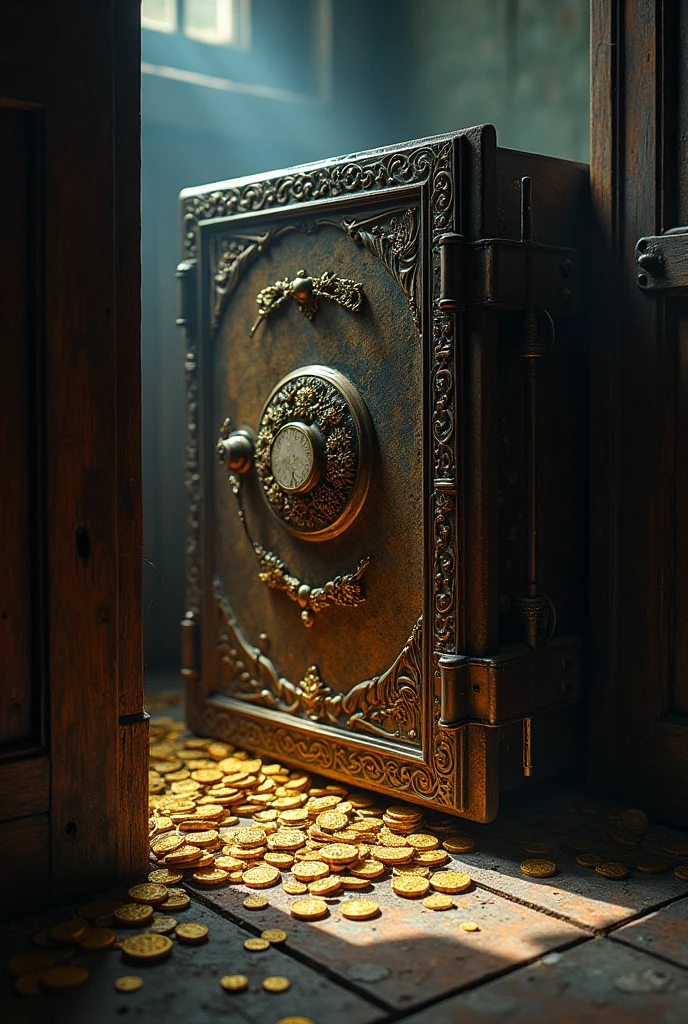 Hidden safe, with gold, ancient jewelry and coins