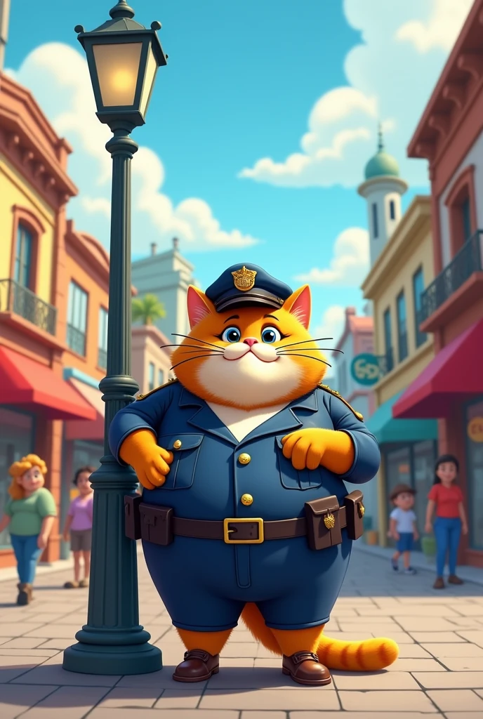 Big fatty cat police with smirk