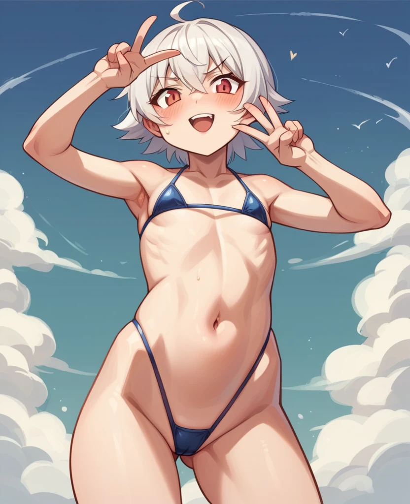 1People Girl、、Young、Swimwear、V字型のSwimwear、布が極小のSwimwear、Too much exposed skin、exposing the navel、No underwear except for the ultra-thin V-front micro plunge.、((Ultra-thin V front micro plunge only))、((黒いUltra-thin V front micro plunge only))