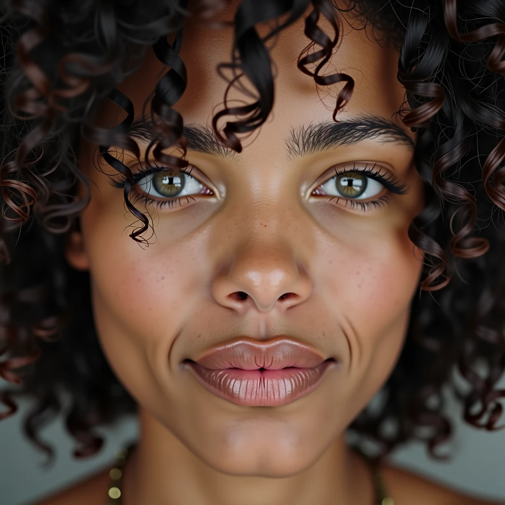 Grey-eyed mixed-race person