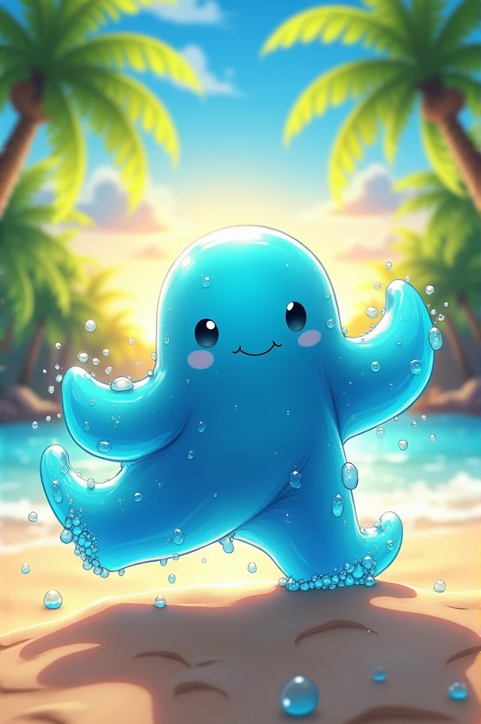 Create an image of rimuru tempest from &#39;that time i got reincarnated as a slime&#39; walking naked on the beach