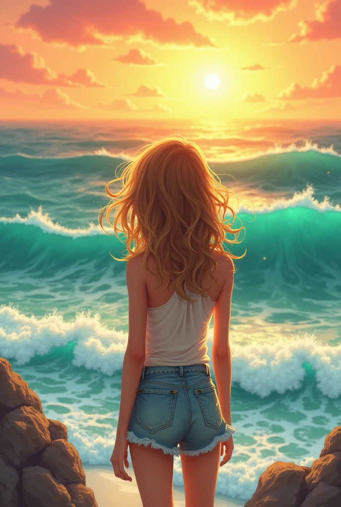 A girl face with hope in the sea