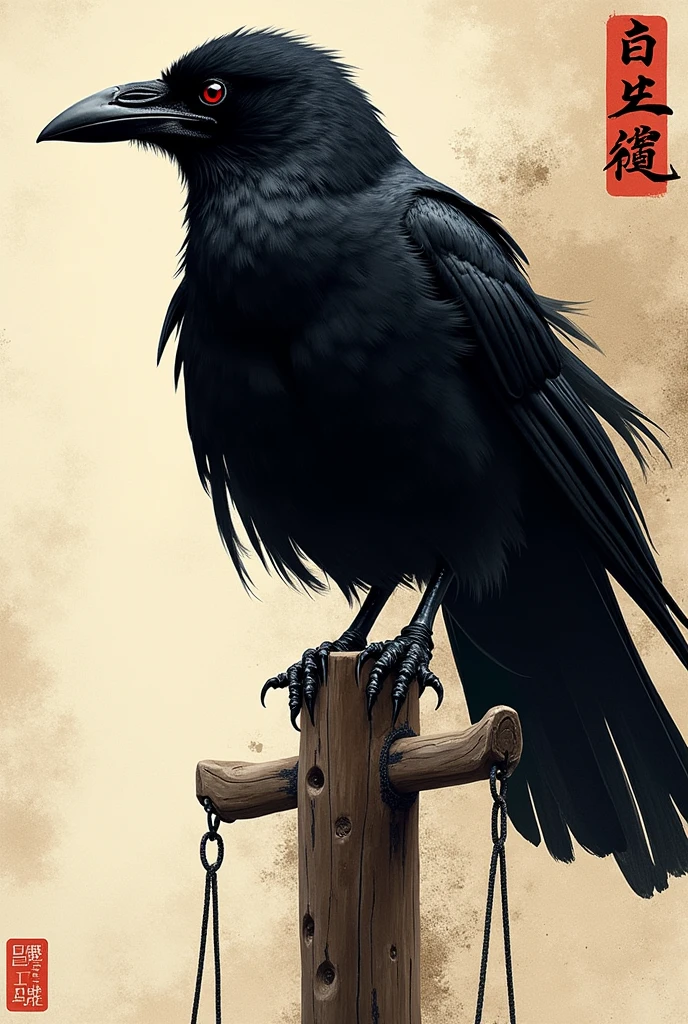 poster、Japan、posterの文字は「The crow is justice.」、Writing skills、Thick brushstrokes