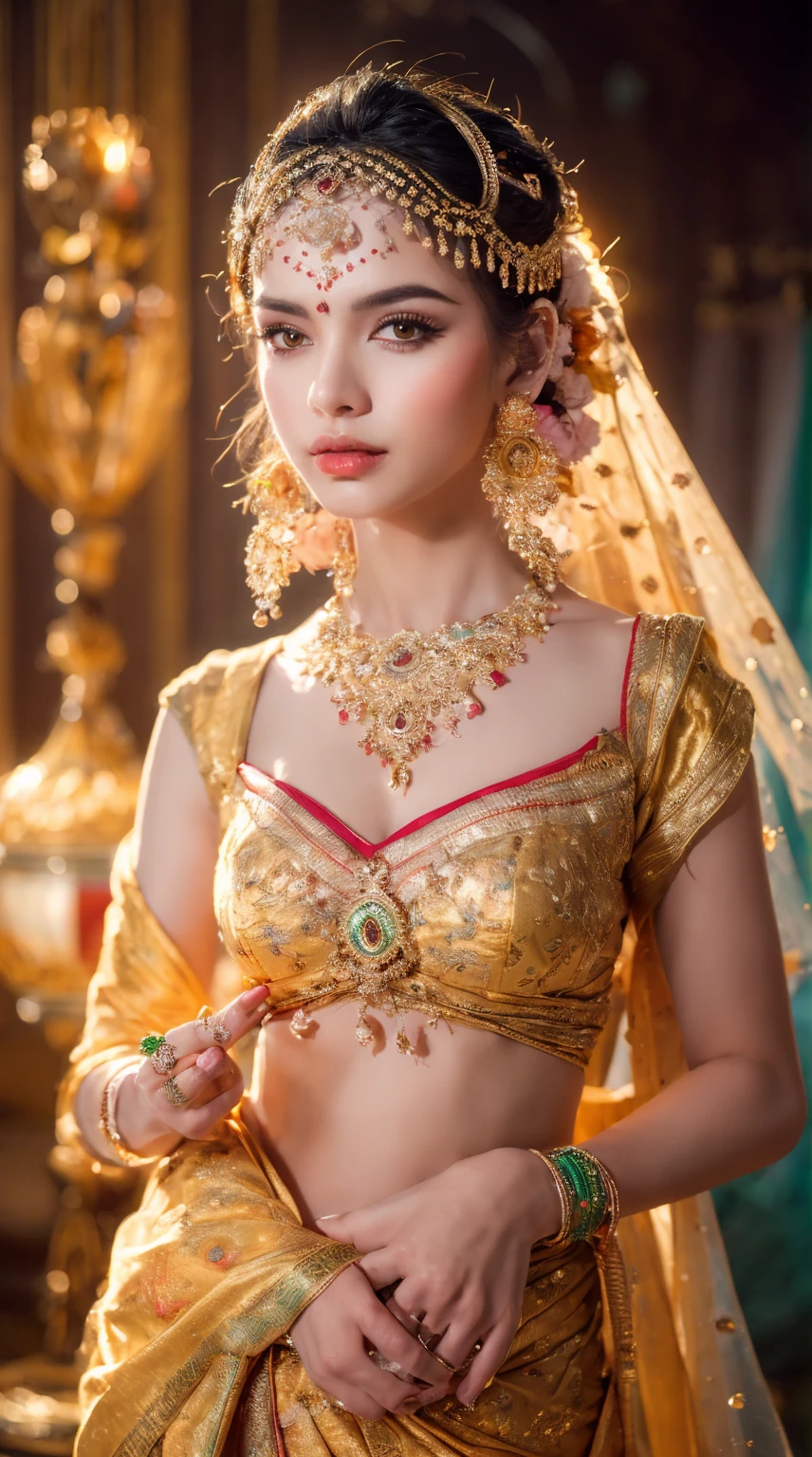 ((Best quality, 8k, Masterpiece :1.3)), Sharp focus :1.2, Generate a realistic image of a beautiful sexy Indian woman dressed in a white Kasava saree, adorned with traditional ornaments, standing in a well-lit room with cinematic lighting. ((Front view, random elegant pose)), and there is a sense of grace and elegance in her posture. The background should complement the scene, enhancing the overall aesthetic appeal of the image. Photography by Brandon Woelfel, Full shot: Canon EF 16-35mm f/2.8L III USM lens on a Canon EOS 5D Mark IV camera, ultra realistic, 32k, HD