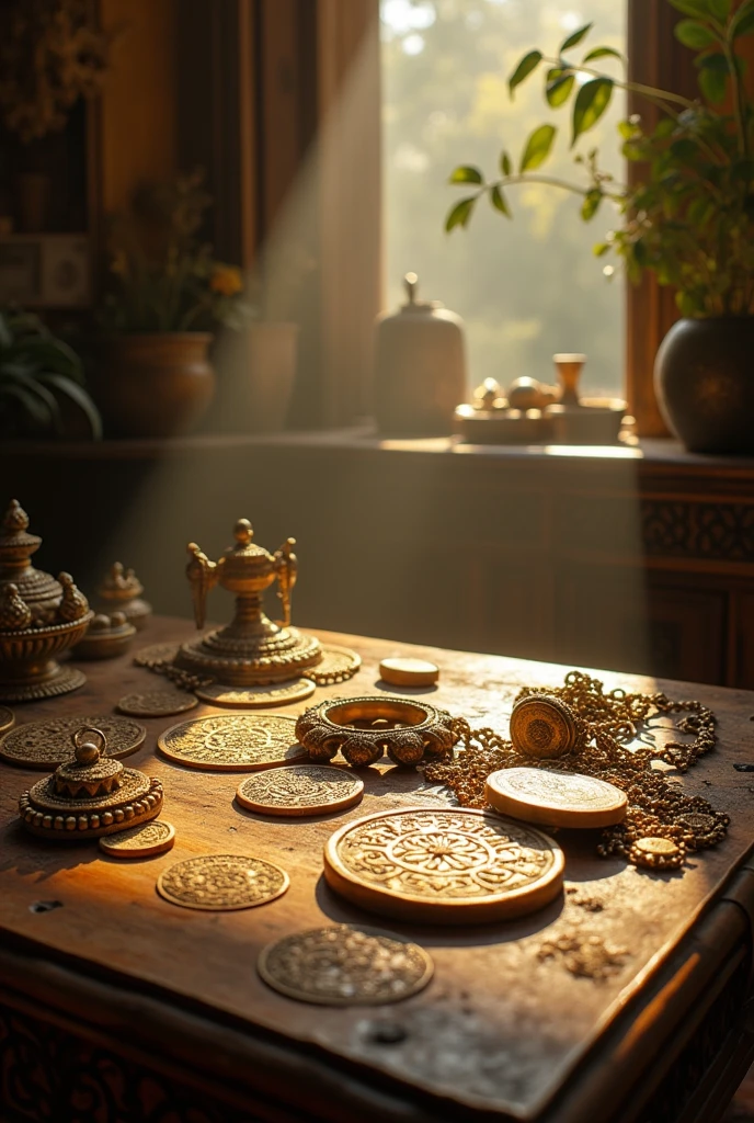 air, ancient jewelry and coins