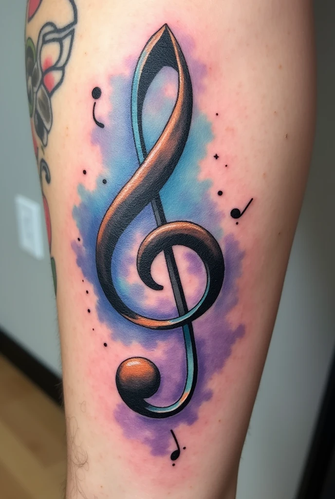 Create a tattoo for 3 people with 2 musical Do keys, and a Treble Clef