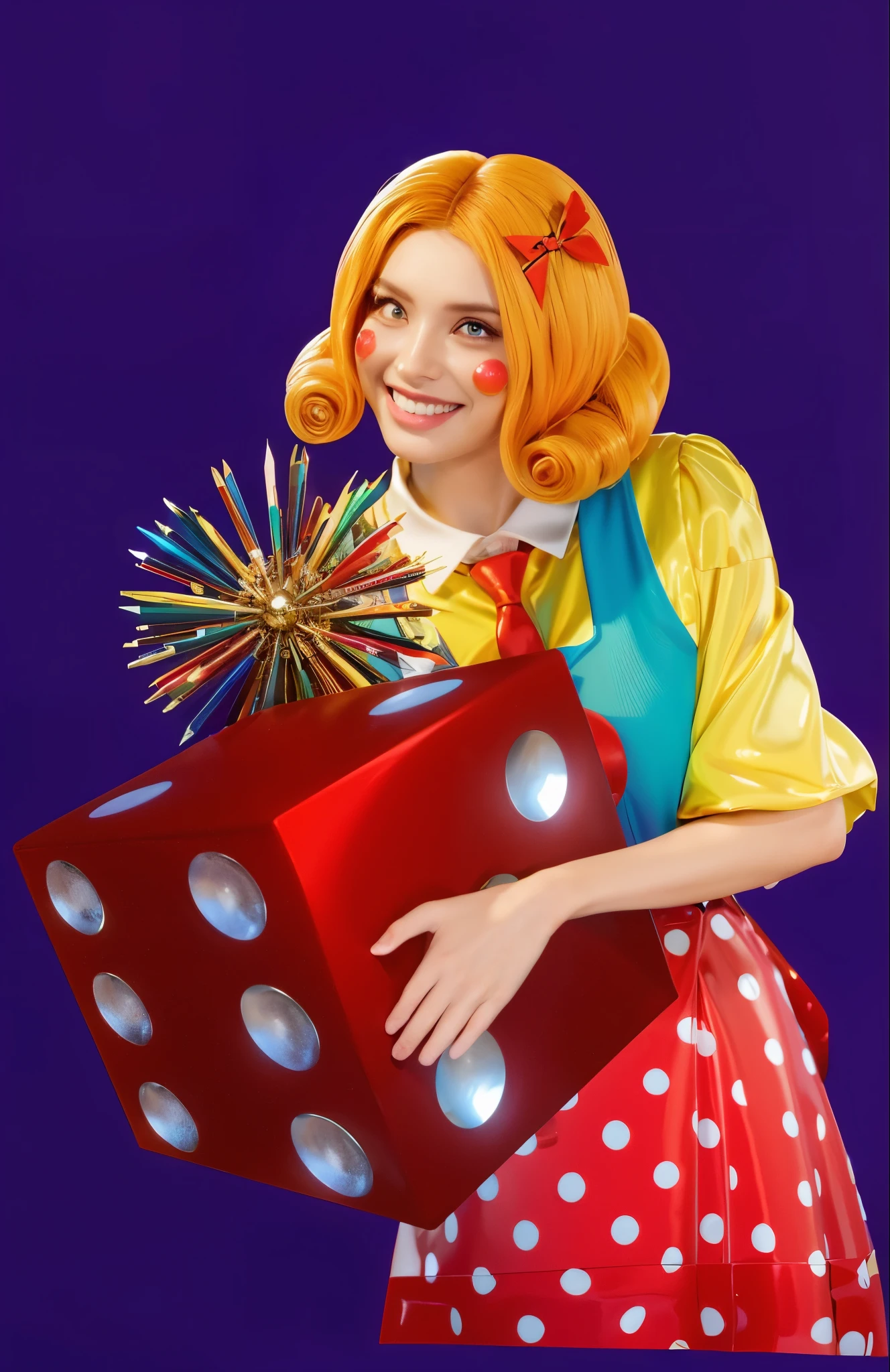 3d render, glossy texture, smooth 3d model, multiple light sources, rim light, sharp post effects render, (glossy plastic texture with multiple big light probe refractions), perfect cgi, smooth silhouette, high intensity refraction, (super glossy material), most beautiful vfx , blue background, plastic refractions, realistic, 4k, high resolution, rim light, photo shoot, commercial photo, profile shot, 4k, rim light, high resolution, 4k, glossy texture, smooth 3d model, multiple light sources, rim light, sharp post effects render, (glossy metallic texture with multiple big light probe refractions), perfect cgi, cgi art created only with gradients, smooth silhouette, high intensity refraction, (super glossy chrome material), most beautiful vfx, blue background, chrome metal refractions, multiple light sources, rim light, sharp post effects render, perfect cgi, digital art, detailed digital art, reflective, best quality, 4k, masterpiece:1.2, ultra-detailed, realistic, vivid colors, dark and moody lighting, The image of the highest quality, ensuring every detail is showcased perfectly. It in 4k resolution, allowing viewers to immerse themselves in the richness of the colors and intricate details. The realistic rendering. under the spotlight, reflecting, high-resolution image, realistic rendering, dark background, and rim light photorealistic The image features three characters standing in front of three houses. The characters are a red-haired mermaid, a purple cat, and an orange dog. They are each holding a yellow maraca