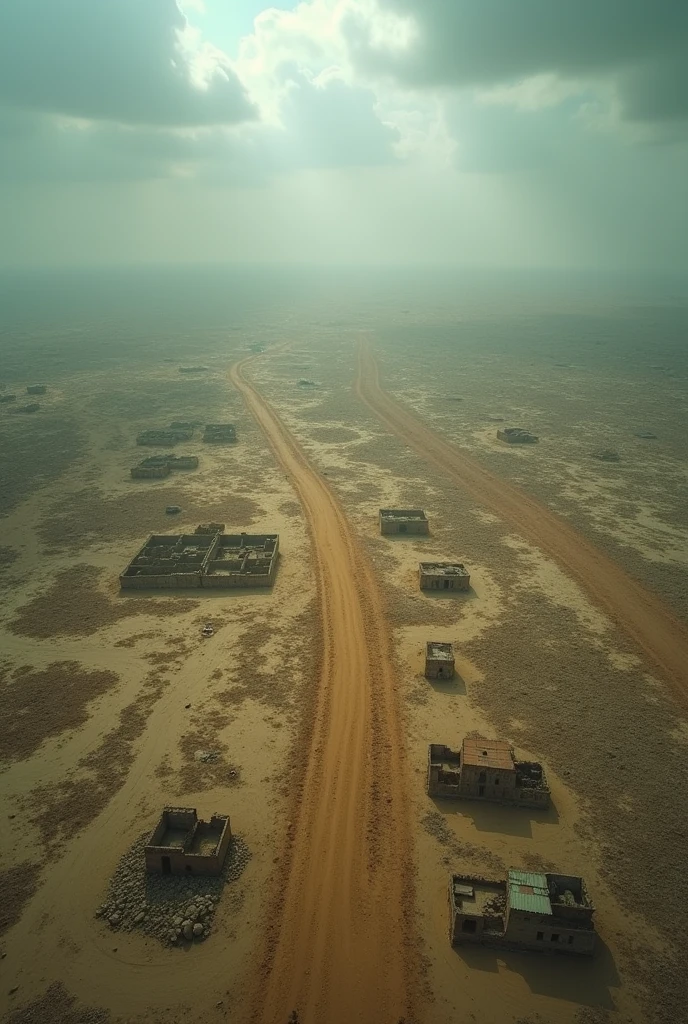 A post apocalyptic aerial image showing the whole North India without any vegetation, water and signs of human habitation