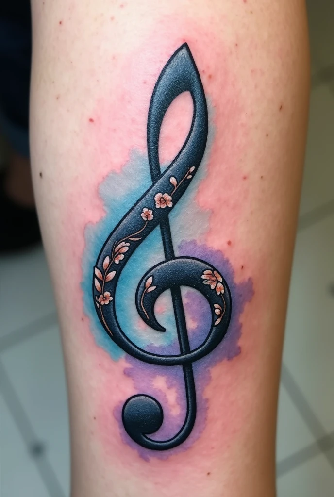 Create a tattoo with 2 Treble Clefs, and a Treble Clef