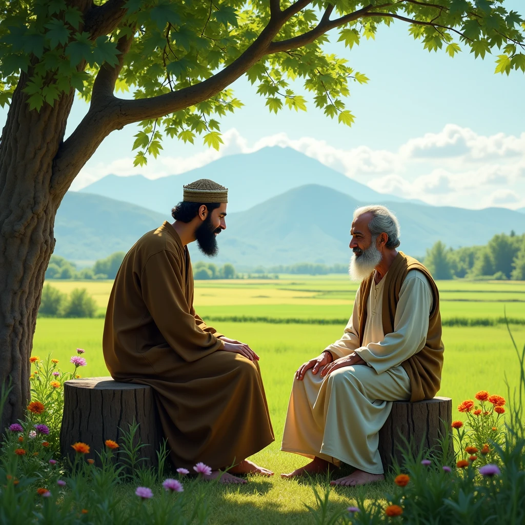 Imam comforts and advises the farmer.
The impression of hope and peace on the face of the farmer.
