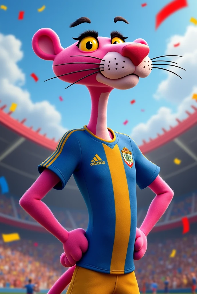 Pink Panther wearing a Club América uniform 
