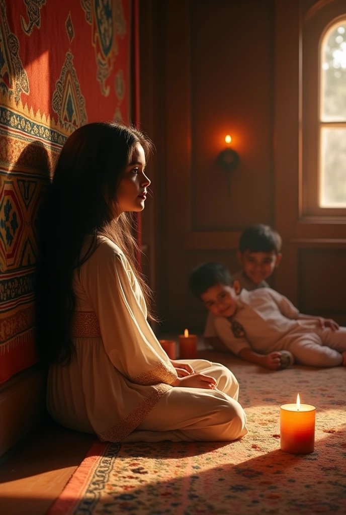 A South Asian girl is sitting full open naked next to a South Asian boy in a room