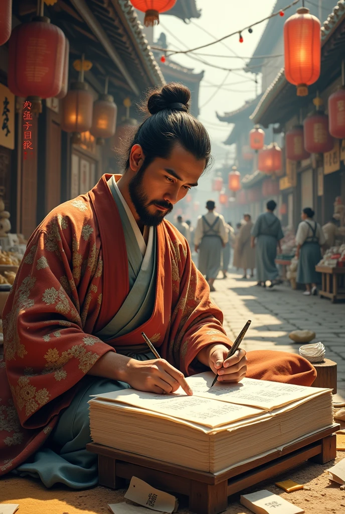 EDO era japanese merchant, he calculate it with brush. He is SEIZA styles in insight.