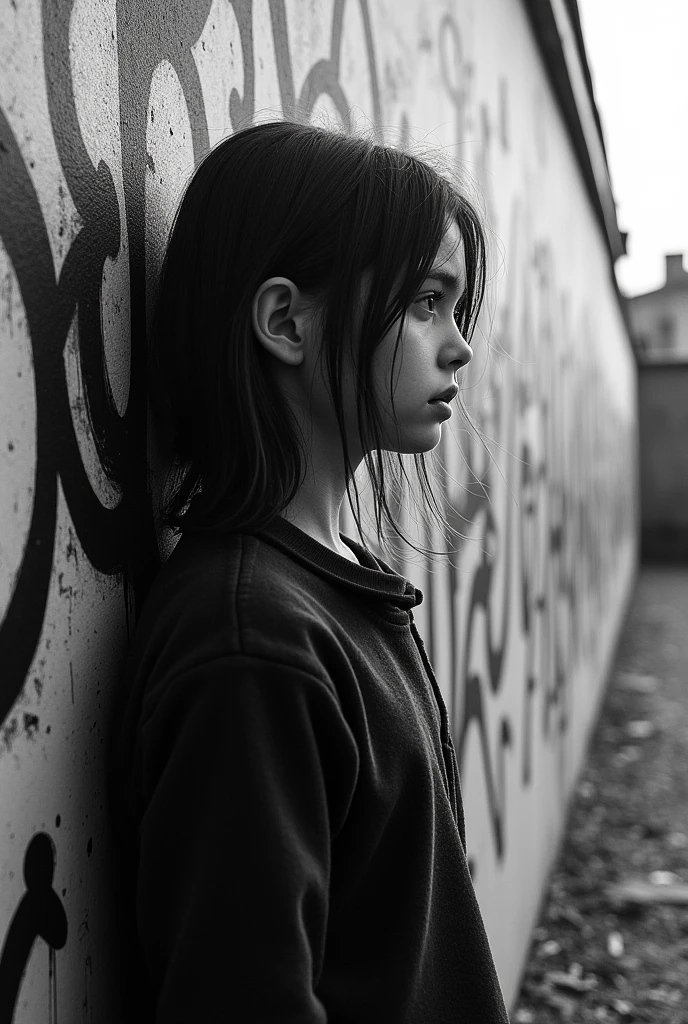 Sickly atmosphere、Black and White、simple、graffiti、An illustration、Girl