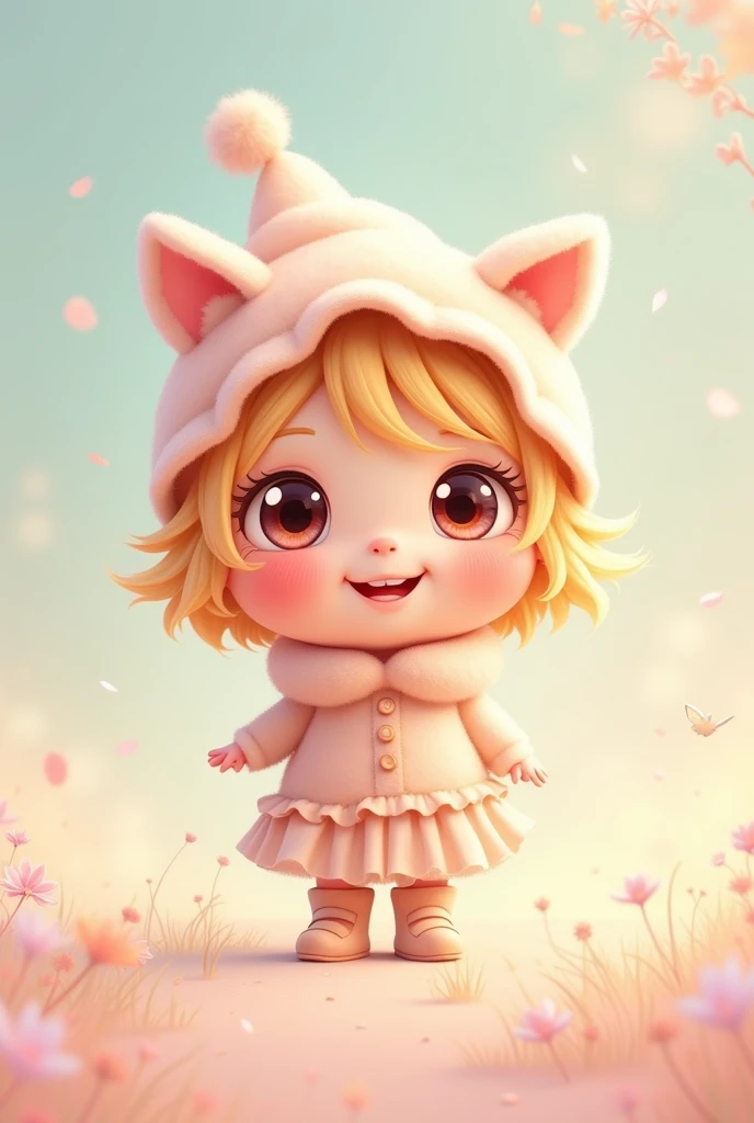 (Most of the background is solid color.),Simple little cute cartoon character picture below