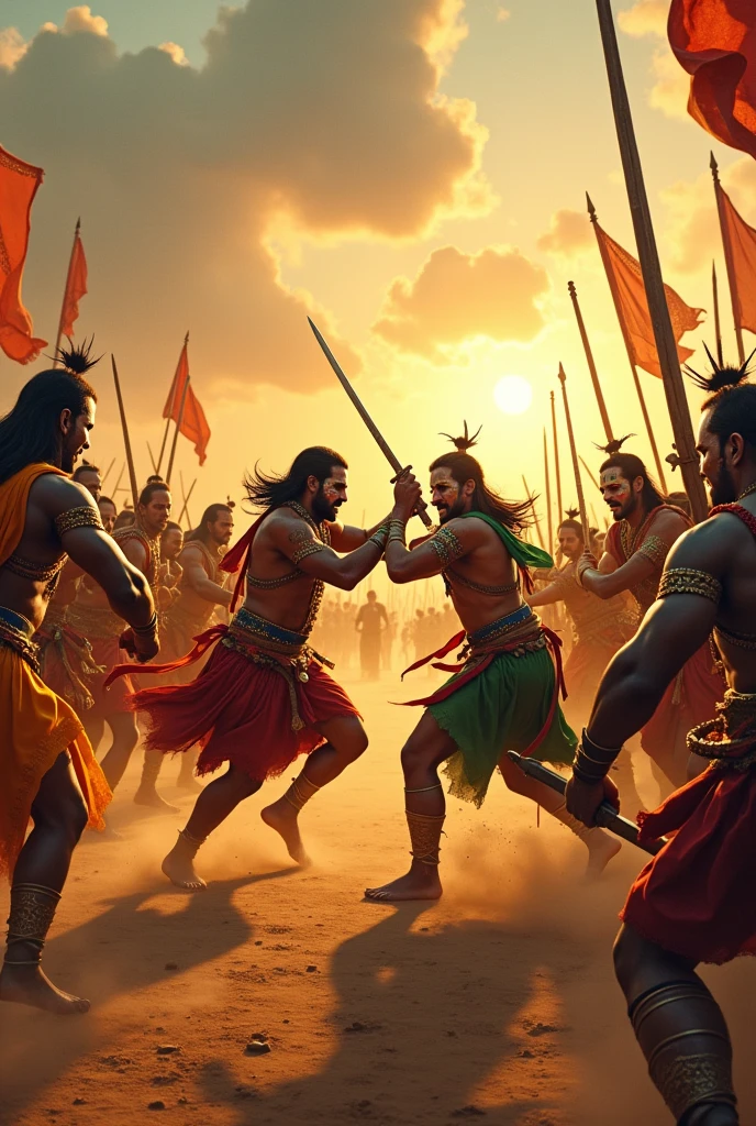 Show Indians fighting each other in this image