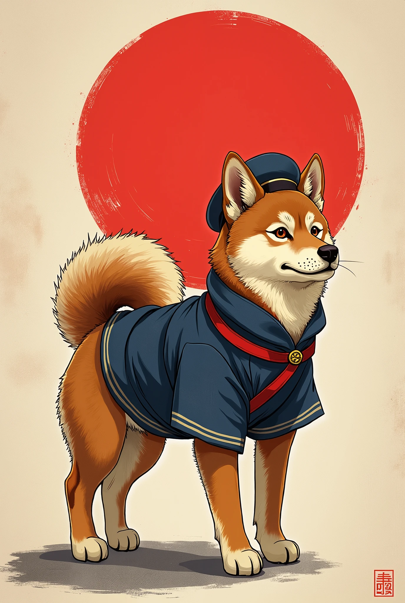 poster、Japan、posterの文字は「Shiba Inu is justice.」、Writing skills、Thick brushstrokes