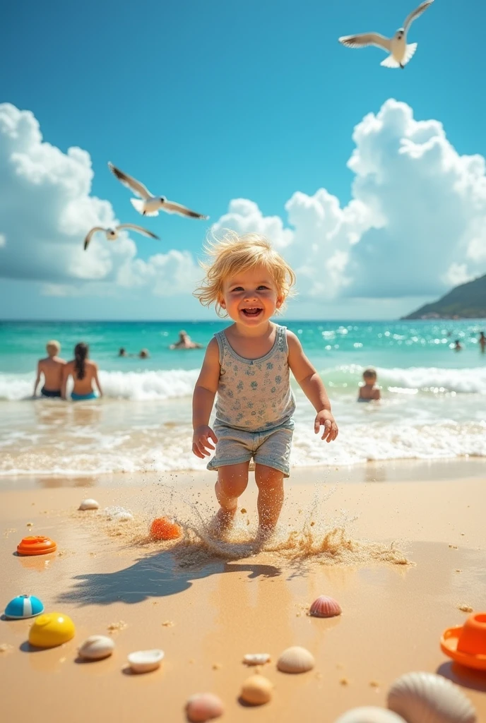 A kid in the beach