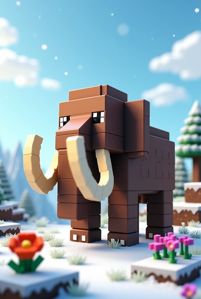 Make a Minecraft-style model of a mammoth.