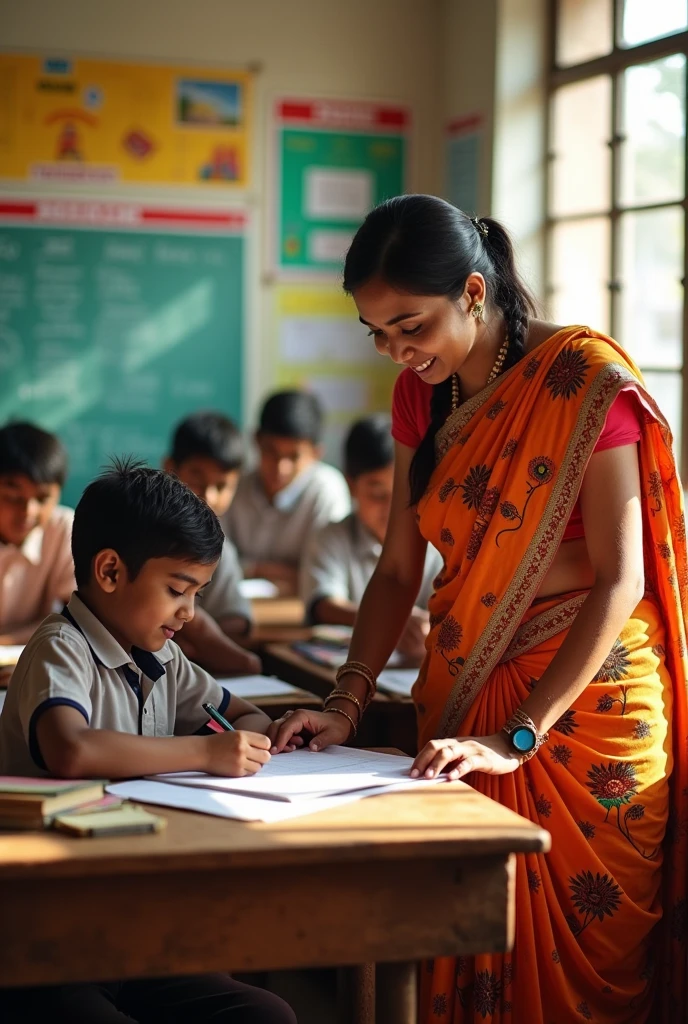 A saari weared teacher check 13 year old boy student's backside