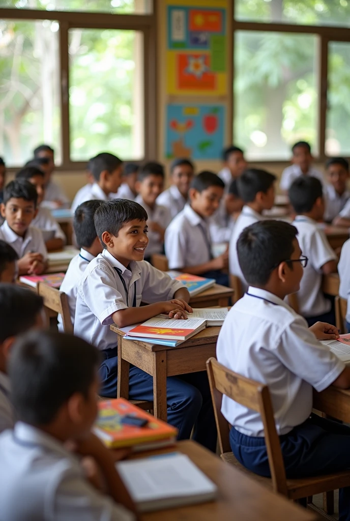 Indian school room in student boys