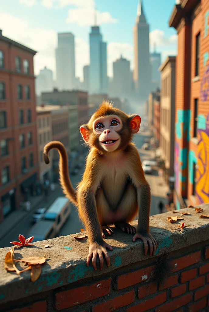 A monkey sitting on building