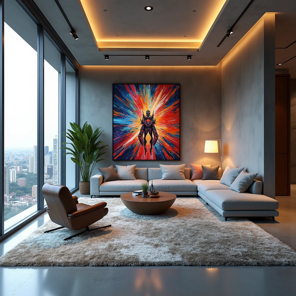 Stylish interior design、Anime Style、concrete