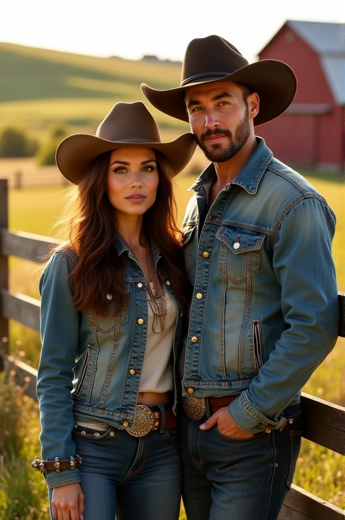 Cowgirl and cowboy on a beautiful ranch