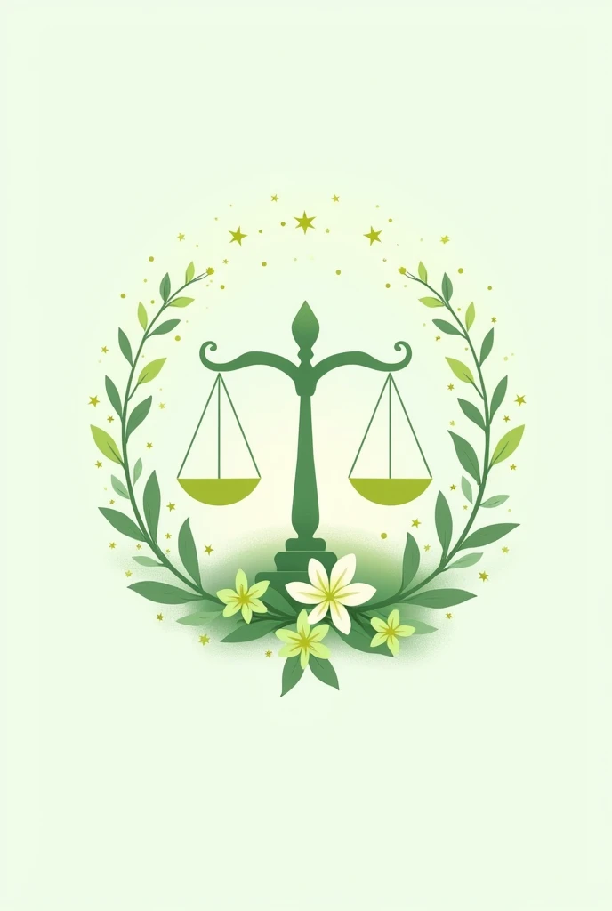 White and lime mint green、star、Libra-themed logo